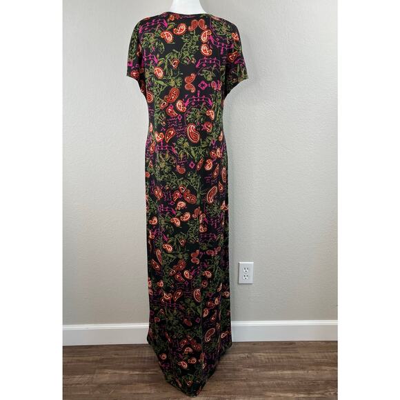 Lularoe Maria Black Multicolor Paisley Floral Maxi Dress Short Cap Sleeve Medium - Picture 12 of 12